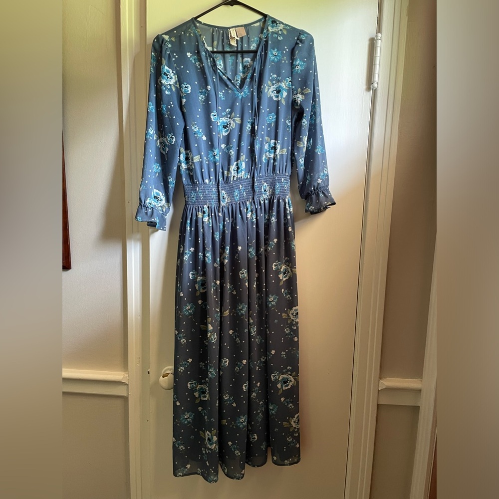 H&M long floral dress with inside slip